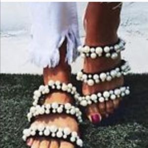 Zara pearly flat slide sandal